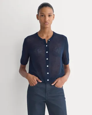 Everlane Everlane Air Alpaca™ Short-Sleeve Cardigan In Navy in Navy — Winter navy Sweaters & Knits