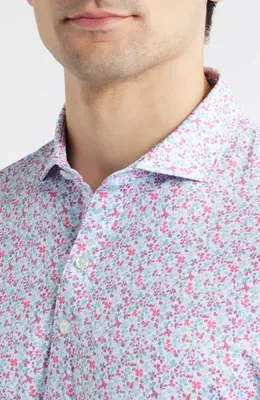 johnnie-O johnnie-O Charmer Floral Performance Jersey Polo in Punch — Men Spring silver Tops