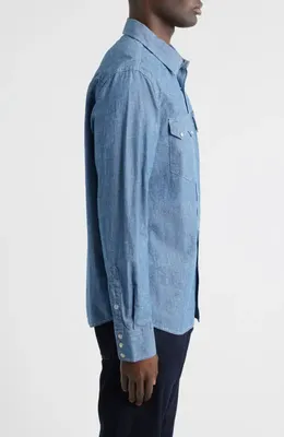 AG AG Brynner Western Denim Snap-Up Shirt in Desert Dawn — Men Summer grey Tops