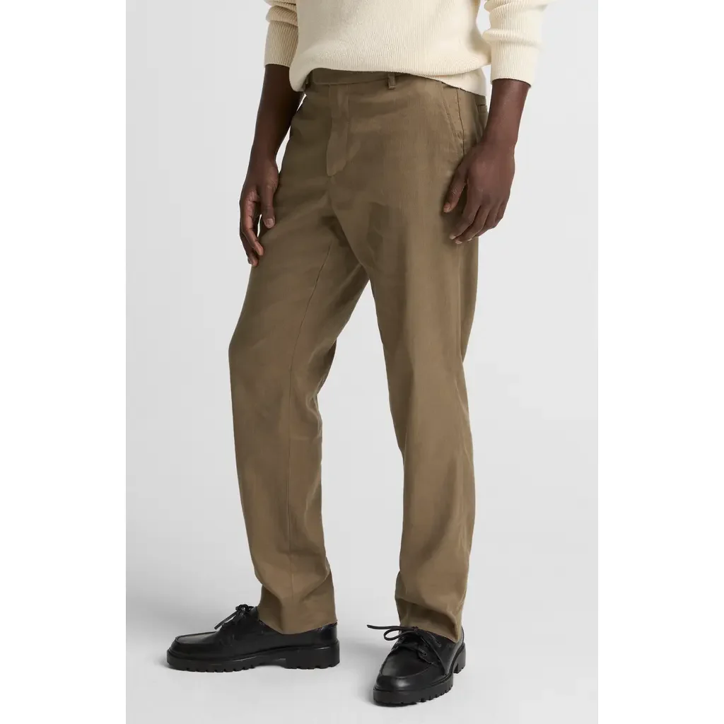 Vince Vince Owen Linen & Cotton Blend Extended Tab Pants in Kalamata — Men Autumn grey Pants