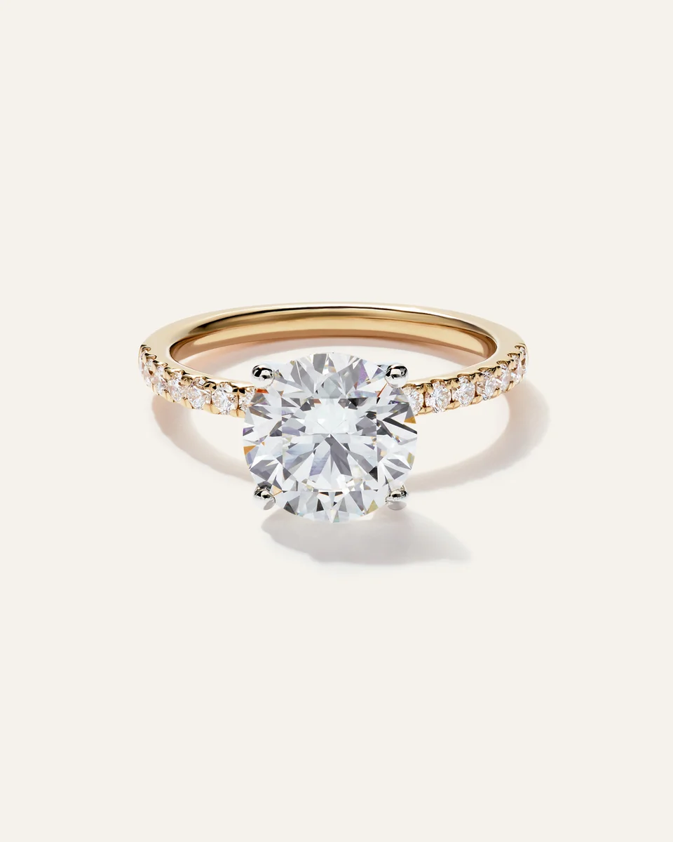 Quince Quince | Women's Lab Grown Diamond Round Petite Pave Engagement Ring 2.5ct in Yellow Gold — Women Spring white Accessories