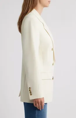 FRAME FRAME The Relaxed Everyday Double Breasted Blazer in Ecru — Women Spring white Blazers