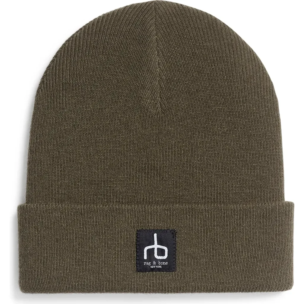 rag & bone rag & bone Evan Beanie in Dark Green — Men Autumn grey Accessories