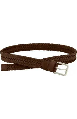 Vince Vince Alex Woven Leather Belt in Cacao Brown — Men Autumn chocolate Belts