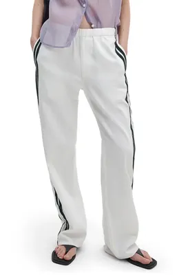 rag & bone rag & bone Featherweight Logan Pull-On Wide Leg Track Pants in Whitesport — Women Winter white Pants