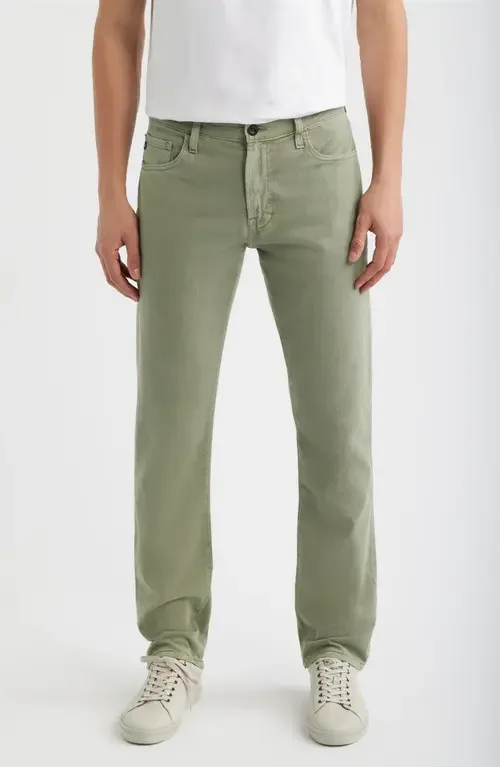 AG AG Everett Slim Straight Leg Cotton & Linen Blend Jeans in Sulfur Spruce Green — Men Autumn khaki Pants