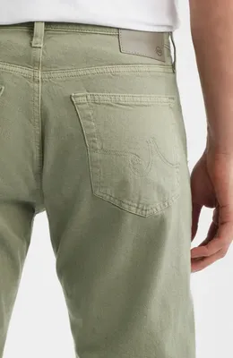 AG AG Everett Slim Straight Leg Cotton & Linen Blend Jeans in Sulfur Spruce Green — Men Autumn khaki Pants