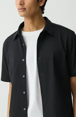 Theory Theory Irving Short Sleeve Button-Up Shirt in Black — Men Winter black Tops