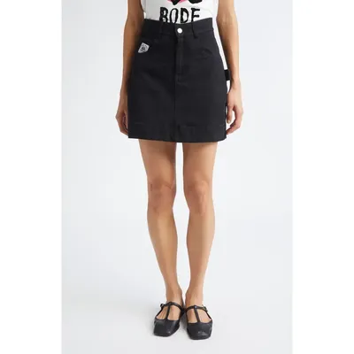 Bode Bode Knolly Brook Cotton Twill Miniskirt in Black — Women Winter black Skirts