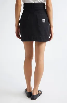 Bode Bode Knolly Brook Cotton Twill Miniskirt in Black — Women Winter black Skirts