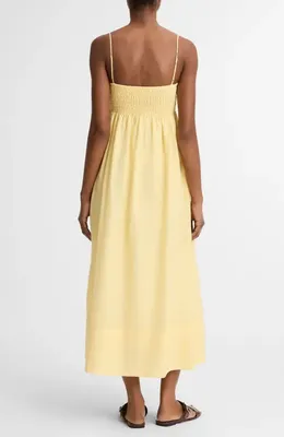 Vince Vince Tie Front Cotton & Silk Maxi Sundress in Dandelion — Women Spring beige Dresses