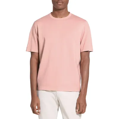 Theory Theory Tinted Crewneck T-Shirt in Tinted Chalk Pink — Men Spring pink T-Shirts & Tees