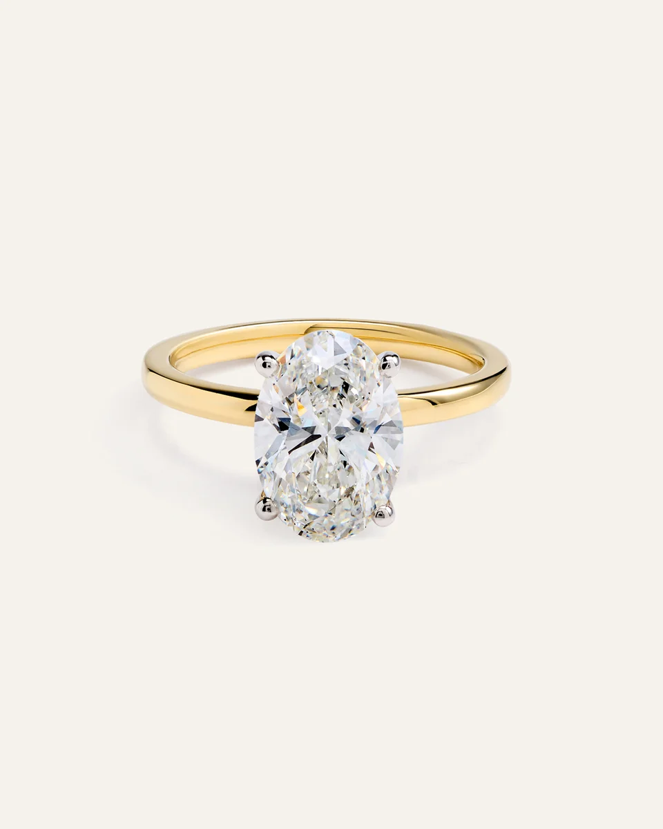 Quince Quince Women's Lab Grown Diamond Oval Comfort Fit Engagement Ring 3ct in Yellow Gold — Women Spring gold Accessories