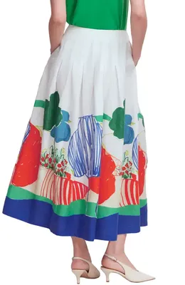 Boden Boden Valentina Linen Skirt in Mutli Abstract Valley — Women Spring white Skirts