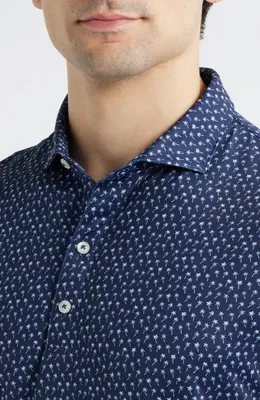 johnnie-O johnnie-O Marina Palm Tree Print Performance Jersey Polo in Navy — Men Winter navy Tops