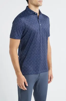 johnnie-O johnnie-O Marina Palm Tree Print Performance Jersey Polo in Navy — Men Winter navy Tops