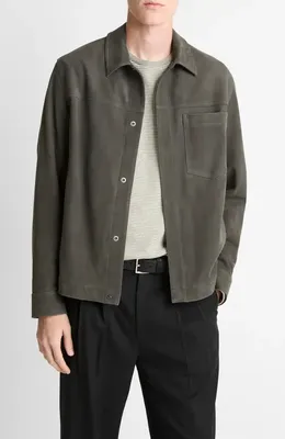 Vince Vince Modern Lambskin Trucker Jacket in Sycamore — Men Autumn grey Outerwear