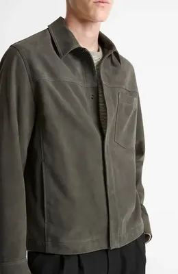 Vince Vince Modern Lambskin Trucker Jacket in Sycamore — Men Autumn grey Outerwear
