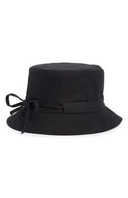 Vince Vince Adjustable Tie Cotton Canvas Bucket Hat in Black — Women Winter black Accessories