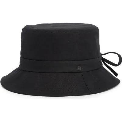 Vince Vince Adjustable Tie Cotton Canvas Bucket Hat in Black — Women Winter black Accessories