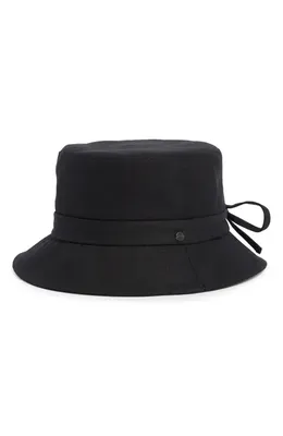Vince Vince Adjustable Tie Cotton Canvas Bucket Hat in Black — Women Winter black Accessories