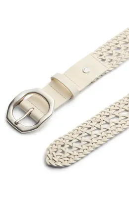 rag & bone rag & bone Audrey Woven Leather Belt in Antique White — Women Spring ivory Accessories