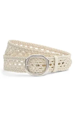 rag & bone rag & bone Audrey Woven Leather Belt in Antique White — Women Spring ivory Accessories
