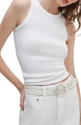 rag & bone rag & bone Audrey Woven Leather Belt in Antique White — Women Spring ivory Accessories