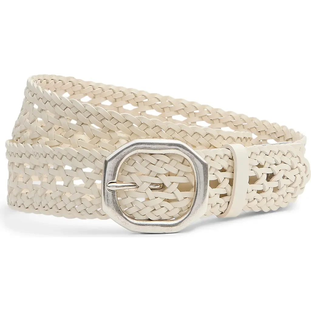 rag & bone rag & bone Audrey Woven Leather Belt in Antique White — Women Spring ivory Accessories