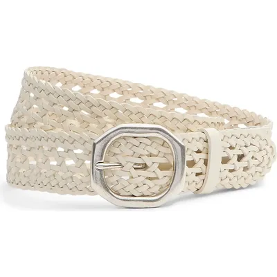 rag & bone rag & bone Audrey Woven Leather Belt in Antique White — Women Spring ivory Accessories