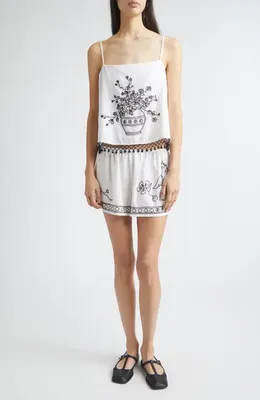 Bode Bode Beaded Rosebloom Tank in White — Women Spring white Tops