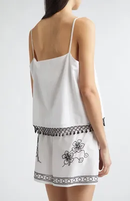 Bode Bode Beaded Rosebloom Tank in White — Women Spring white Tops
