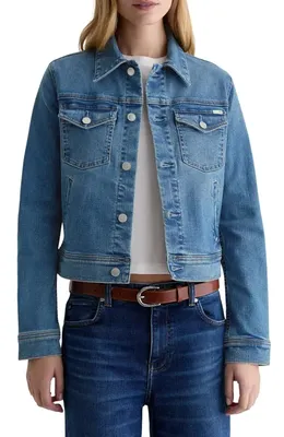 AG AG Robyn Crop Stretch Denim Jacket in Charmed — Women Summer blue Outerwear