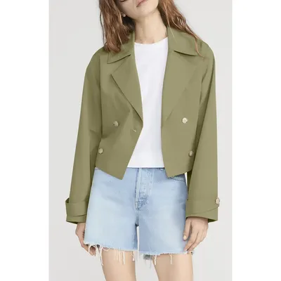 FRAME FRAME The Uniform Short Trench Coat in Military Green — Women Autumn green Outerwear