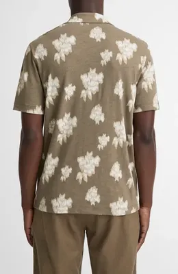 Vince Vince Floral Slub Cotton Camp Shirt in Kalamata Combo — Men Autumn khaki Tops