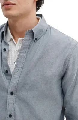 rag & bone rag & bone Classic Fit Oxford Button-Down Shirt in Black/White — Men Summer grey Tops