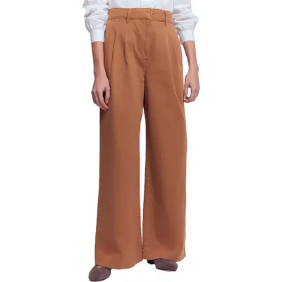 Boden Boden Kensington Wide Leg Cotton Pants in Argan Oil — Women Autumn tan Pants