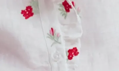 Boden Boden Isabel Embroidered Linen Sleeveless Button-Up Shirt in Floral Embroidery — Women Spring white Tops