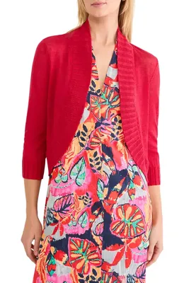 NIC+ZOE NIC+ZOE Linen Blend Bolero Cardigan in True Red — Women Spring red Tops