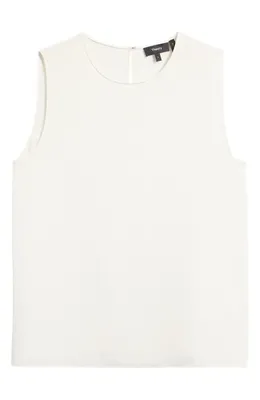 Theory Theory Sleeveless Silk Blouse in Ivory — Women Spring white Blouses