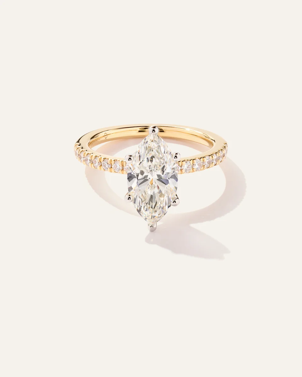 Quince Quince | Women's Lab Grown Diamond Marquise Petite Pave Engagement Ring 2ct in Yellow Gold — Women Spring gold Accessories