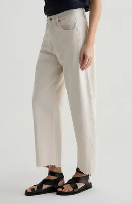 AG AG Hattie Raw Hem High Waist Crop Barrel Jeans in Opal Stone — Women Spring ivory Pants