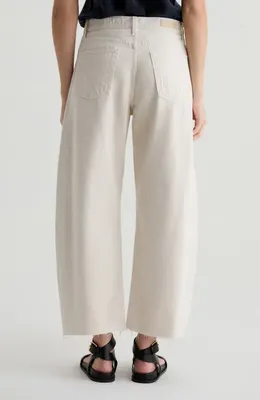 AG AG Hattie Raw Hem High Waist Crop Barrel Jeans in Opal Stone — Women Spring ivory Pants