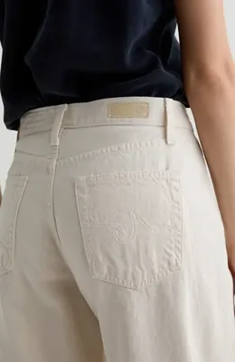 AG AG Hattie Raw Hem High Waist Crop Barrel Jeans in Opal Stone — Women Spring ivory Pants
