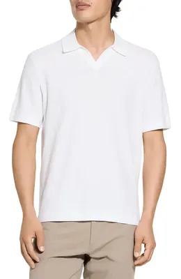 Theory Theory Brenan Johnny Collar Polo in White — Men Winter white Tops