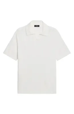 Theory Theory Brenan Johnny Collar Polo in White — Men Winter white Tops