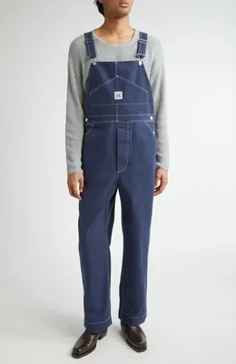 Bode Bode Knolly Brook Cotton Twill Overalls in Dark Navy — Men Winter navy Pants