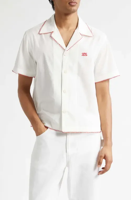 Bode Bode Rebud Cotton Voile Camp Shirt in White — Men Spring white Tops