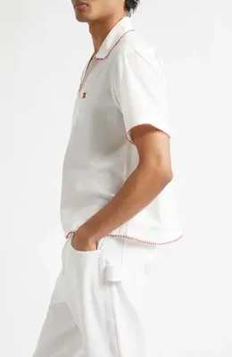 Bode Bode Rebud Cotton Voile Camp Shirt in White — Men Spring white Tops