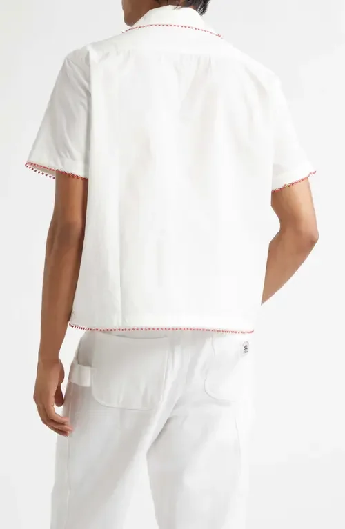 Bode Bode Rebud Cotton Voile Camp Shirt in White — Men Spring white Tops